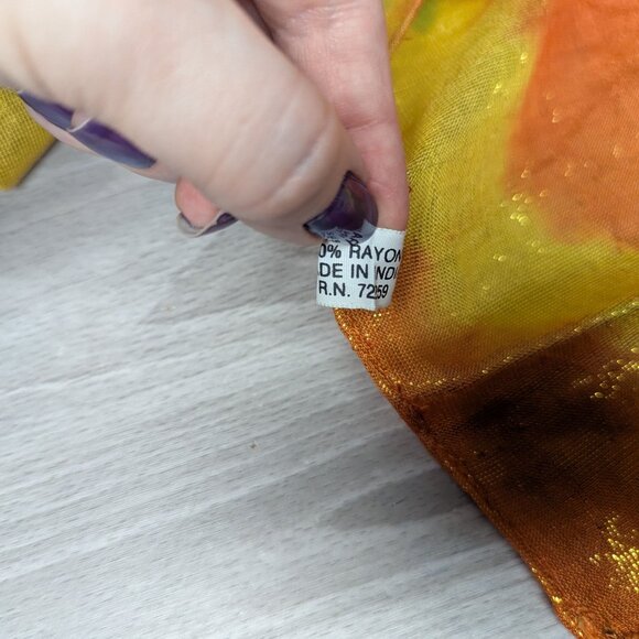 Elegant Collections Yellow/Orange Brightly Colored Square Scarf 32" x 32" - Picture 5 of 9